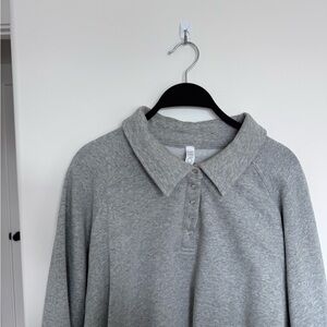 Cotton On Gray Button-Down Polo Sweatshirt